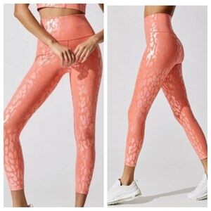 Carbon38 Coral Leopard Print Leggings